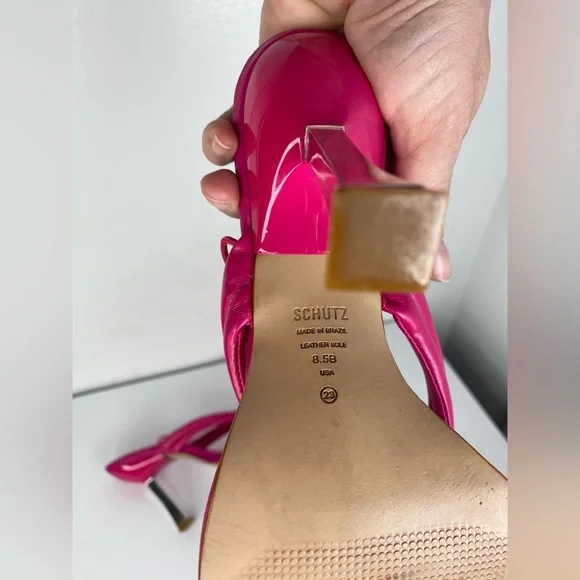 SCHUTZ Fuchsia Heeled Pink Sandals - Picture 5 of 8